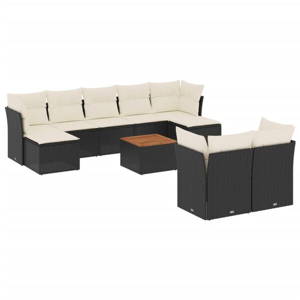vidaXL Garden Sofa Set Black