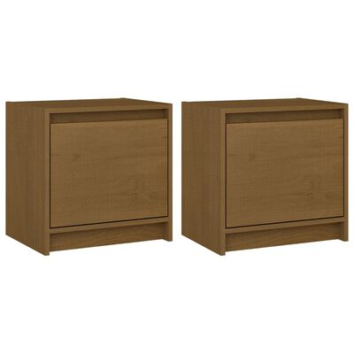 vidaXL Bedside Cabinets 2 pcs Honey Brown 15.7"x12"x15.7" Solid Pinewood