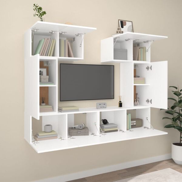 vidaXL 6 Piece TV Stand Set White Engineered Wood