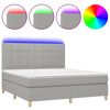 vidaXL Box Spring Bed with Mattress&LED Light Gray 72"x83.9" California King Fabric
