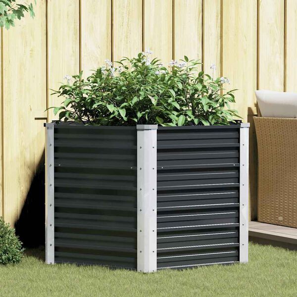 vidaXL Raised Bed Anthracite Galvanized Steel 50.8x50.8x30.3 in