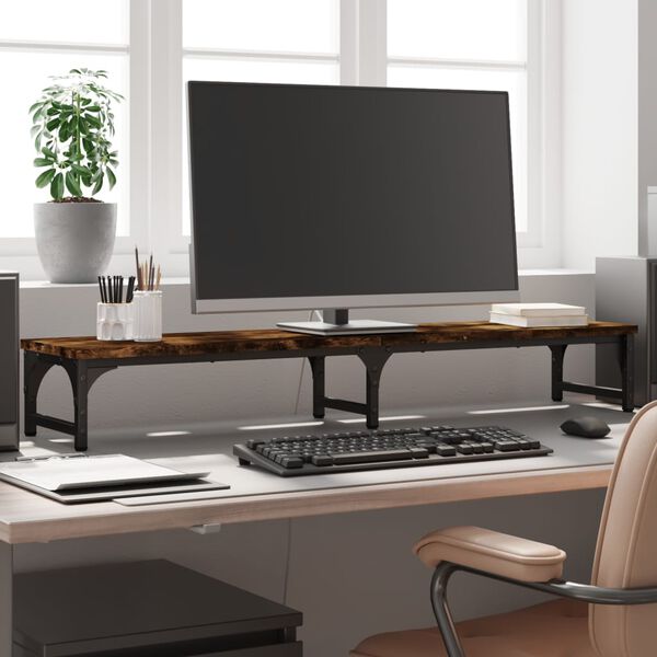 vidaXL Monitor Stand Smoked Oak 41.3"x9.1"x6.1" Engineered Wood