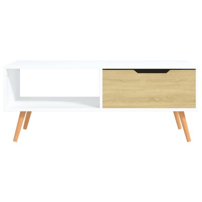 vidaXL Coffee Table White and Sonoma Oak 39.4"x19.5"x16.9" Engineered Wood