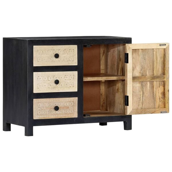 vidaXL Side Cabinet Grey and natural Solid mango wood, MDF Medium