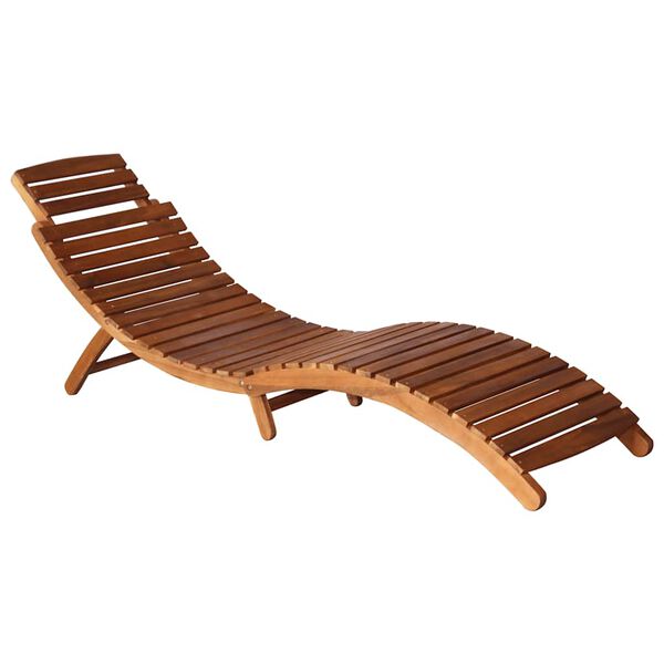 vidaXL Sun Lounger Natural Solid acacia wood Standard Foldable
