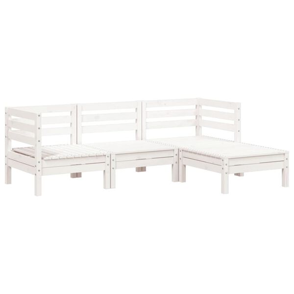 vidaXL Garden Sofa White Solid pine wood Three-seater Modular