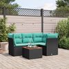 vidaXL 5 Piece Patio Sofa Set with Cushions Black Poly Rattan