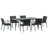 vidaXL 7 Piece Patio Dining Set with Cushions Poly Rattan and Steel