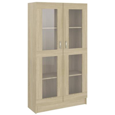 vidaXL Vitrine Cabinet Sonoma Oak 32.5"x12"x59.1" Engineered Wood