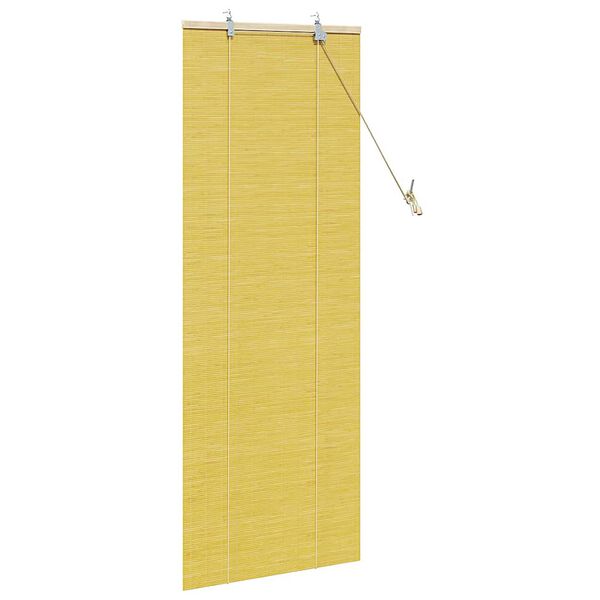 vidaXL Roller Blind with Curtains Yellow 23.62 x 62.99 in Bamboo