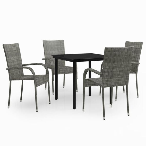 vidaXL Garden Dining Set Grey and Black