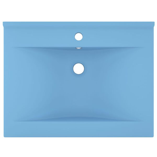 vidaXL Luxury Basin with Faucet Hole Matt Light Blue 23.6x18.1" Ceramic