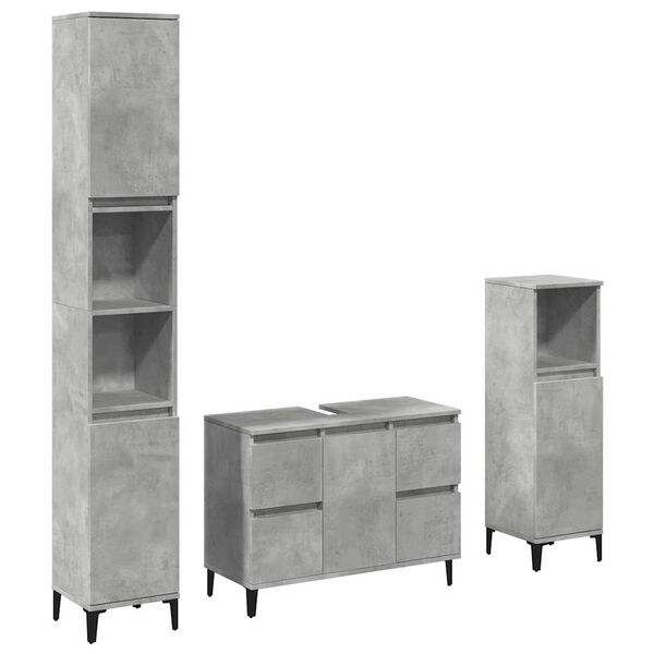 vidaXL Bathroom Furniture Set Concrete Gray Engineered wood, metal Medium