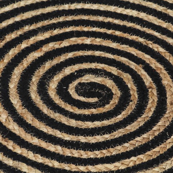vidaXL Area Rug Natural and Black 50% Jute, 50% Cotton 35.4 in diameter