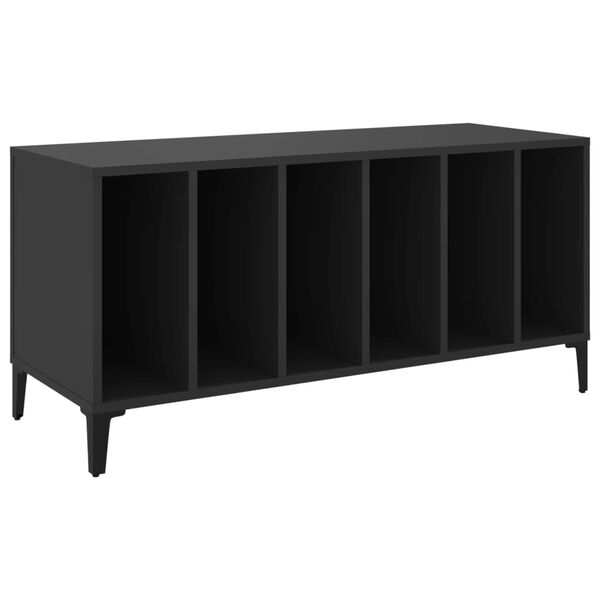 vidaXL Record Cabinet Black Engineered wood, metal Medium Record Cabinet