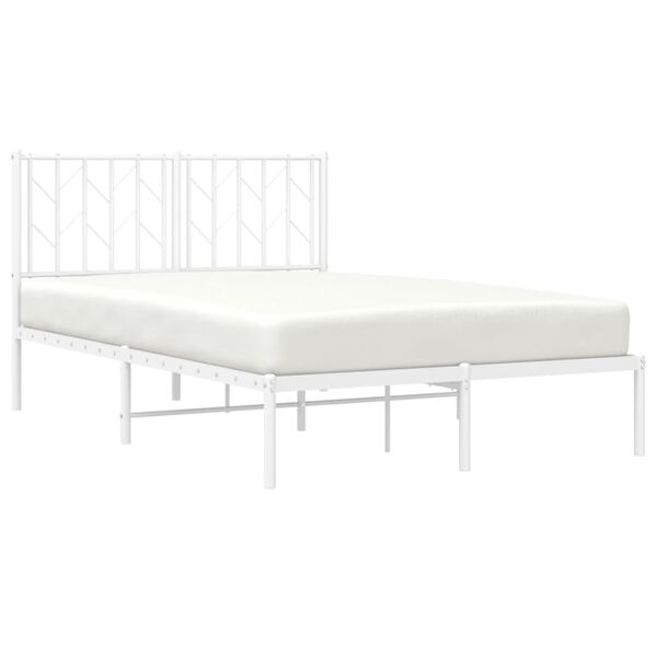 vidaXL Bed Frame White Steel 47.2 x 78.7 in Bed Frame Rectangular
