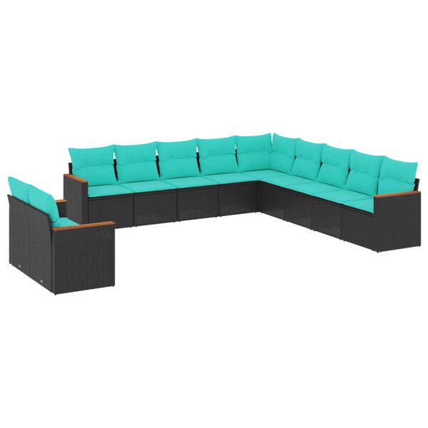 vidaXL Patio Sofa Set Black, Blue