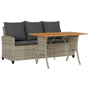 vidaXL Garden Sofa Light Grey PE Rattan 3-Seater Adjustable Feet