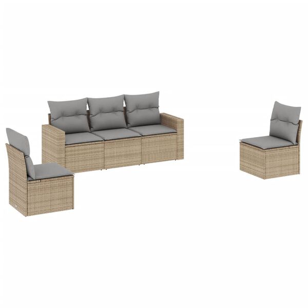 vidaXL Garden Sofa Set Beige, Light Grey PE Rattan Medium Modular