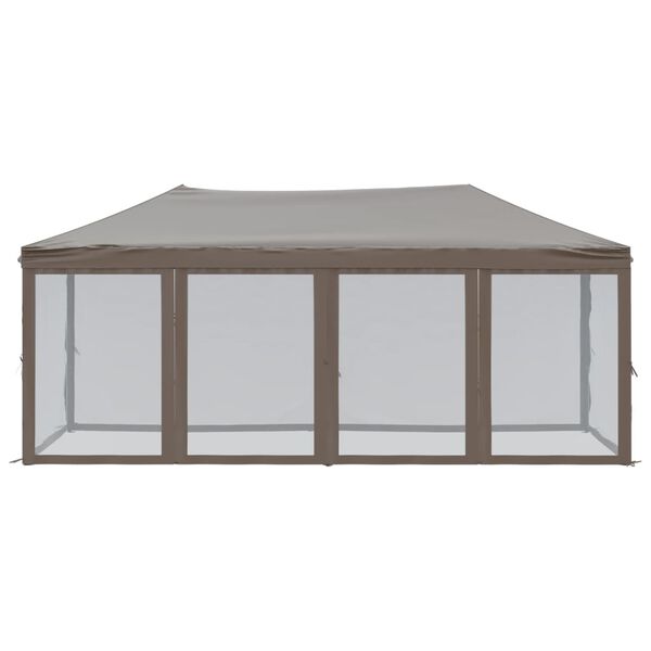 vidaXL Folding Party Tent with Sidewalls Taupe 9.8'x19.7'