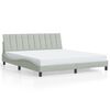 vidaXL Bed Frame with LED without Mattress "Hanko" Light Gray 72"x83.9"Velvet