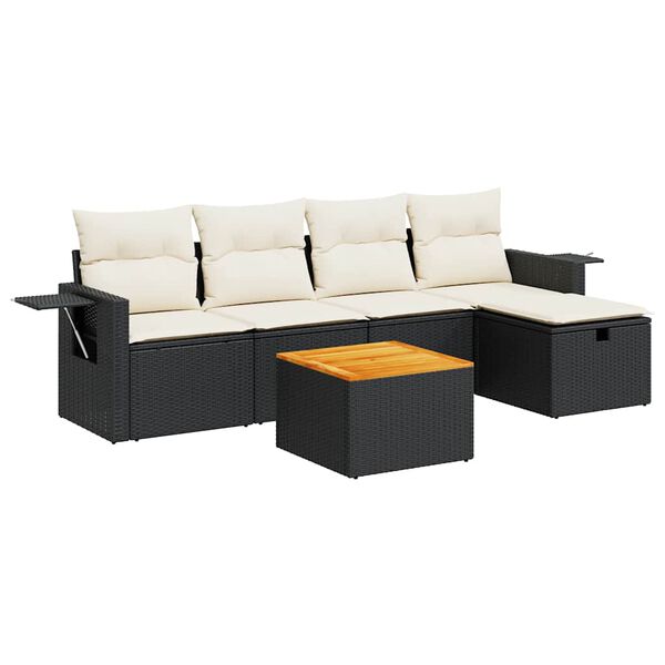 vidaXL Garden Sofa Set Black, Cream White