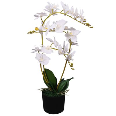 vidaXL Artificial Orchid Plant with Pot 25.6" White