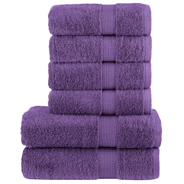 vidaXL Towel Set Purple 100% cotton 19.7 x 39.4 in Hooks