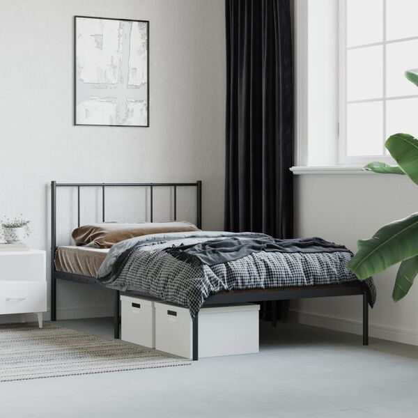 vidaXL Bed Frame Black Powder-coated steel Small Single Bed Frame