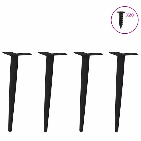 vidaXL Coffee Table Leg Black Powder-Coated Steel Adjustable Feet