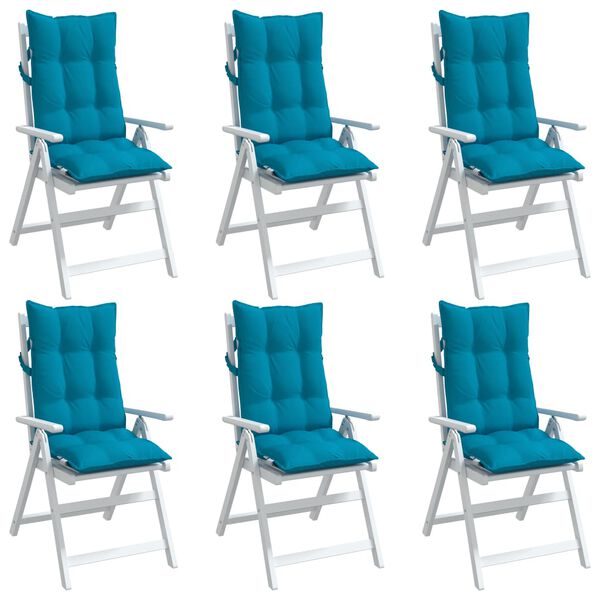 vidaXL Highback Chair Cushion Set of 6 Light Blue