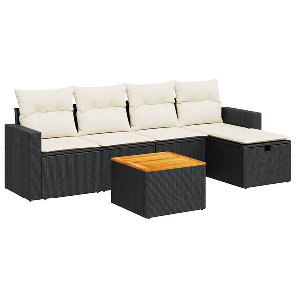 vidaXL Garden Sofa Set Black and Cream White