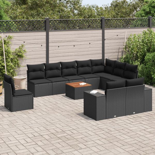 vidaXL Garden Sofa Set Black