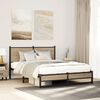 vidaXL Bed Frame Sonoma Oak Steel, Engineered Wood Double Bed Frame