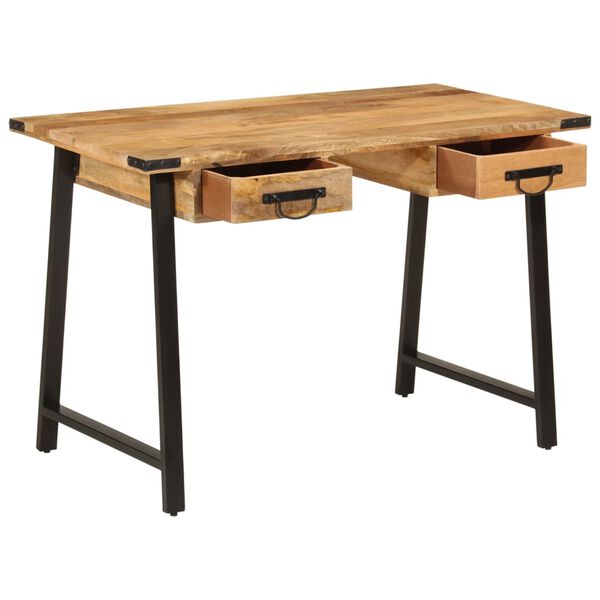 vidaXL Desk Natural Wood Solid Mango Wood and Iron Desk Rectangular