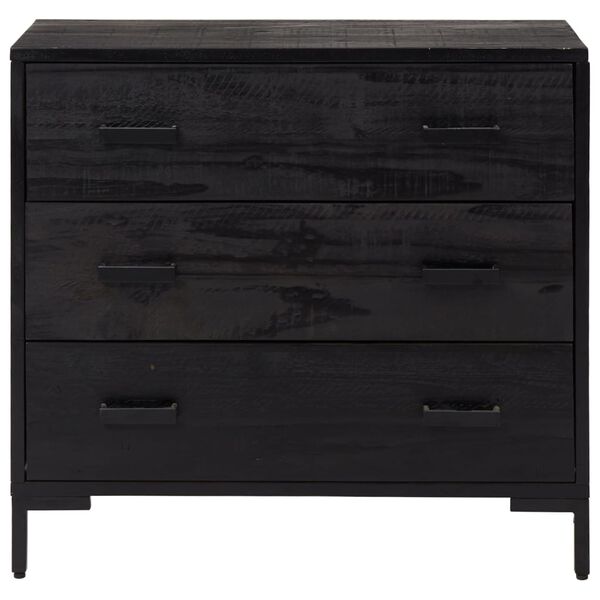 vidaXL Chest Of Drawers Black Solid pine wood, engineered wood, metal