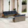 vidaXL 10 Piece Garden Sofa Set with Cushions Grey Poly Rattan