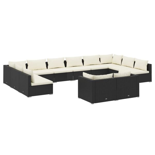 vidaXL Garden Lounge Set Black, Cream