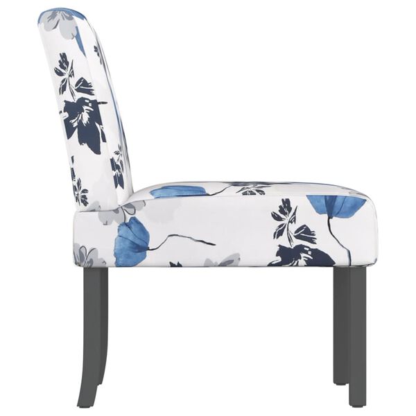 vidaXL Slipper Chair Blue and White Polyester, Solid Wood, Plywood Single