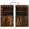 vidaXL Side Cabinet Set of 2 Smoked oak Engineered wood, glass Standard