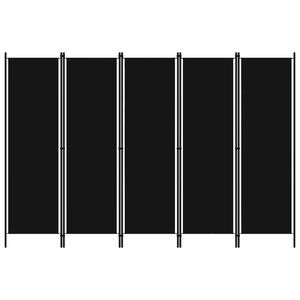 vidaXL 5-Panel Room Divider Black 98.4"x70.9"