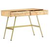 vidaXL Writing Desk Natural with Brass Solid Mango Wood and Steel