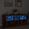 vidaXL Sideboard with LED Lights Smoked Oak 63.8"x14.6"x26.4"