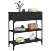 vidaXL Console Table Black Engineered wood and metal 28.5x9.8x29.5 in