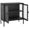 vidaXL Sideboard Black Powder-coated steel, fluted glass Medium