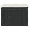 vidaXL Garden Stool Black and Cream Poly Rattan, Powder-Coated Steel