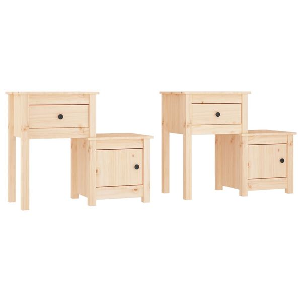 vidaXL Bedside Cabinet Set of 2 Pine Solid pine wood Standard