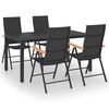 vidaXL Dining Set Black and Brown PE rattan, WPC, Aluminum Standard