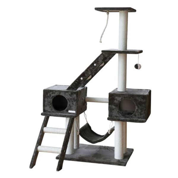 Kerbl Cat Scratching Post Dark Gray Wood, Sisal rope 59.1 in tall