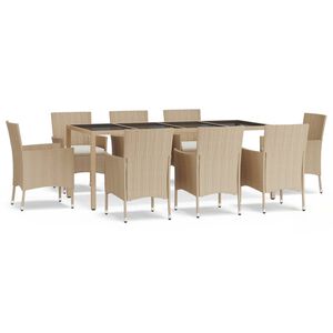 vidaXL Patio Dining Set Set of 8 Beige